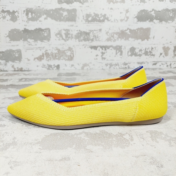 NEW Rothy's The Flat YellowKnit Pointy Toe Slip On Comfy Loafers W1001